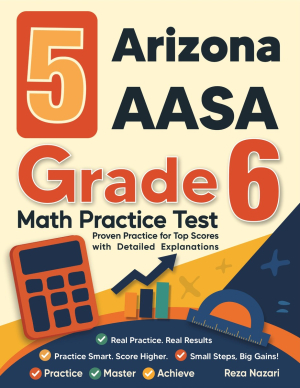 5 Arizona AASA Grade 6 Math Practice Tests cover