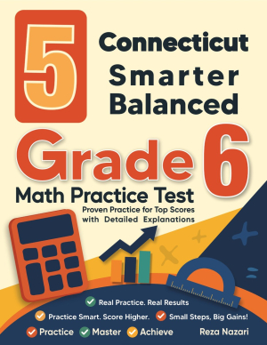 5 Connecticut Smarter Balanced Grade 6 Math Practice Tests cover