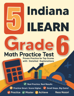 5 Indiana ILEARN Grade 6 Math Practice Tests cover