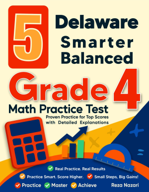 5 Delaware Smarter Balanced Grade 4 Math Practice Tests cover