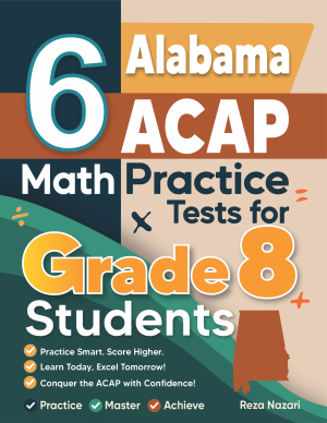 6 Alabama ACAP Grade 8 Math Practice Tests cover