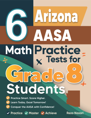 6 Arizona AASA Grade 8 Math Practice Tests cover