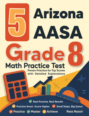 5 Arizona AASA Grade 8 Math Practice Tests cover