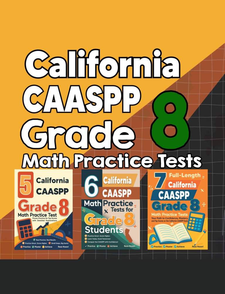 California CAASPP Grade 8 Math Preparation Bundle cover