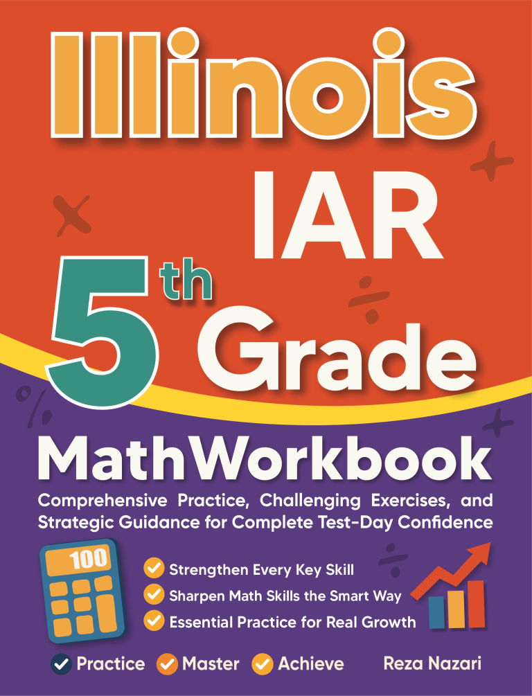 Illinois IAR 5th Grade Math Workbook cover