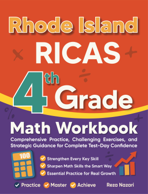 Rhode Island RICAS 4th Grade Math Workbook cover