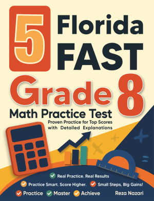 5 Florida FAST Grade 8 Math Practice Tests cover