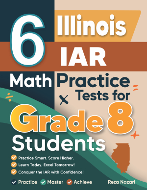 6 Illinois IAR Grade 8 Math Practice Tests cover