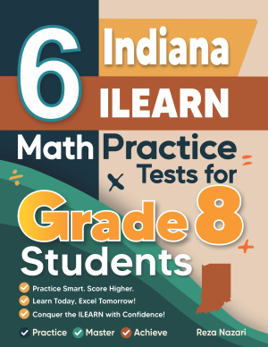 6 Indiana ILEARN Grade 8 Math Practice Tests cover