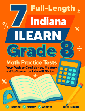 7 Indiana ILEARN Grade 8 Math Practice Tests cover