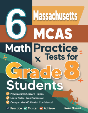 6 Massachusetts MCAS Grade 8 Math Practice Tests cover