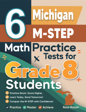 6 Michigan M-STEP Grade 8 Math Practice Tests cover