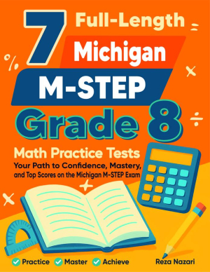 7 Michigan M-STEP Grade 8 Math Practice Tests cover