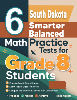6 South Dakota Smarter Balanced Grade 8 Math Practice Tests cover