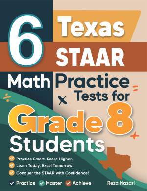 6 Texas STAAR Grade 8 Math Practice Tests cover