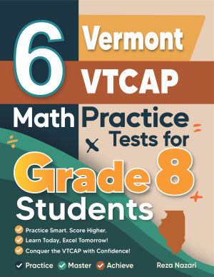 6 Vermont VTCAP Grade 8 Math Practice Tests cover