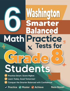 6 Washington Smarter Balanced Grade 8 Math Practice Tests cover
