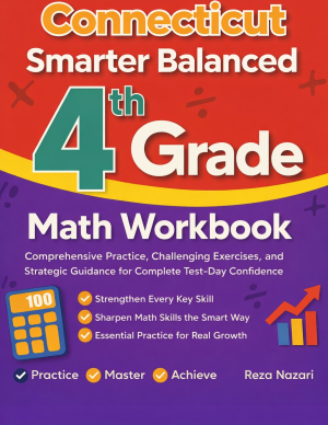 Connecticut Smarter Balanced 4th Grade Math Workbook cover