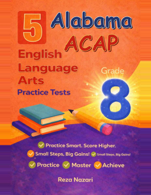 5 Alabama ACAP Grade 8 English Language Arts (ELA) Practice Tests cover