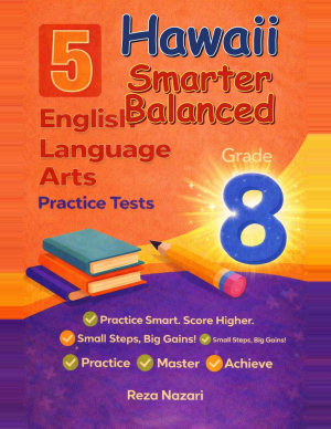5 Hawaii Smarter Balanced Grade 8 English Language Arts (ELA) Practice Tests cover