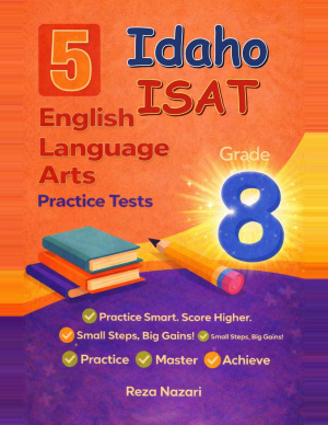 5 Idaho ISAT Grade 8 English Language Arts (ELA) Practice Tests cover
