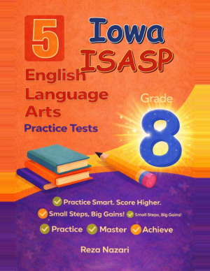 5 Iowa ISASP Grade 8 English Language Arts (ELA) Practice Tests cover