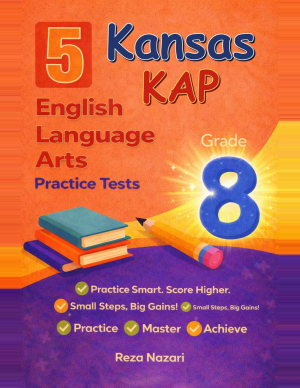 5 Kansas KAP Grade 8 English Language Arts (ELA) Practice Tests cover