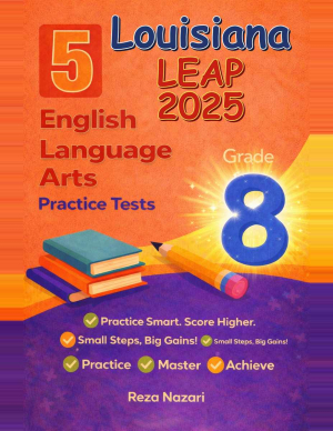 5 Louisiana LEAP Grade 8 English Language Arts (ELA) Practice Tests cover