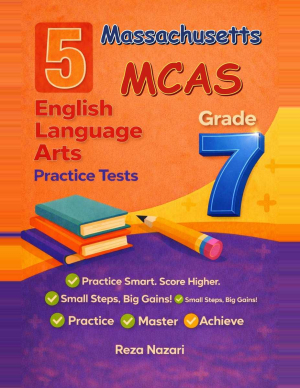 5 Massachusetts MCAS Grade 7 English Language Arts (ELA) Practice Tests cover