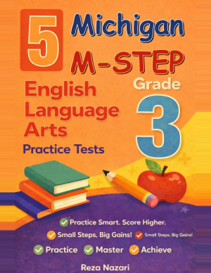 Michigan M-STEP Grade 3 ELA: 5 Full Practice Tests cover