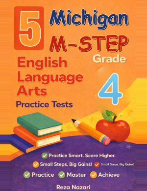 Michigan M-STEP ELA Grade 4: 5 Full Practice Tests cover