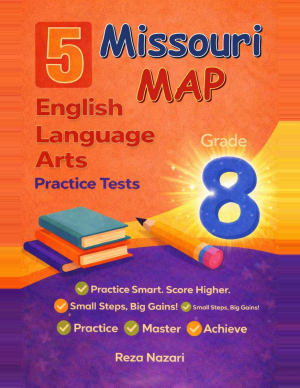 5 Missouri MAP Grade 8 English Language Arts (ELA) Practice Tests cover