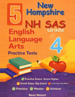New Hampshire NH SAS ELA Grade 4: 5 Full Practice Tests cover