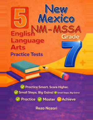 5 New Mexico NM-MSSA Grade 7 English Language Arts (ELA) Practice Tests cover