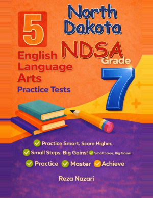 5 North Dakota NDSA Grade 7 English Language Arts (ELA) Practice Tests cover