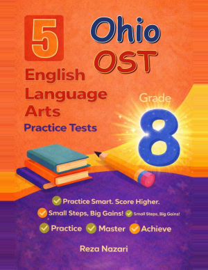 5 Ohio OST Grade 8 English Language Arts (ELA) Practice Tests cover