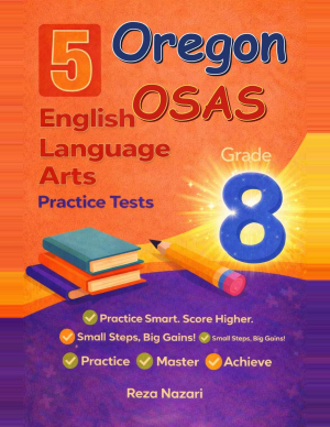5 Oregon OSAS Grade 8 English Language Arts (ELA) Practice Tests cover