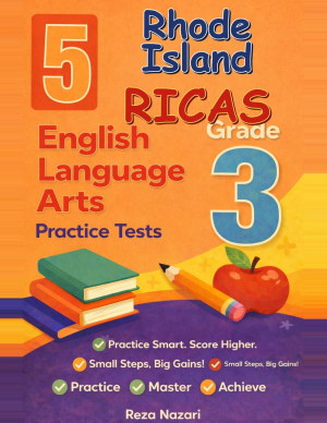 Rhode Island RICAS Grade 3 ELA: 5 Full Practice Tests cover