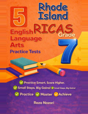 5 Rhode Island RICAS Grade 7 English Language Arts (ELA) Practice Tests cover