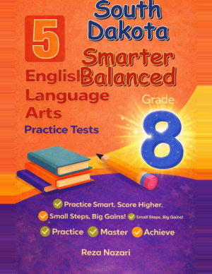 5 South Dakota Smarter Balanced Grade 8 English Language Arts (ELA) Practice Tests cover