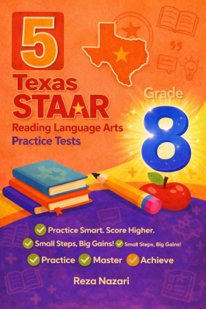 5 Texas STAAR Grade 8 Reading Language Arts (RLA) Practice Tests cover