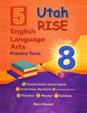 5 Utah RISE Grade 8 English Language Arts (ELA) Practice Tests cover