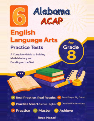 6 Alabama ACAP Grade 8 English Language Arts (ELA) Practice Tests cover