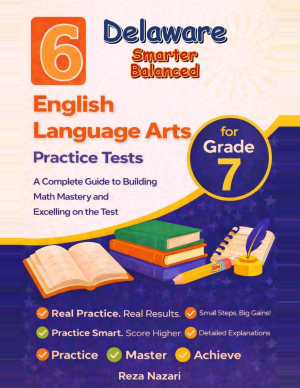 6 Delaware Smarter Balanced Grade 7 English Language Arts (ELA) Practice Tests cover
