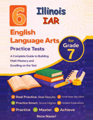 6 Illinois IAR Grade 7 English Language Arts (ELA) Practice Tests cover