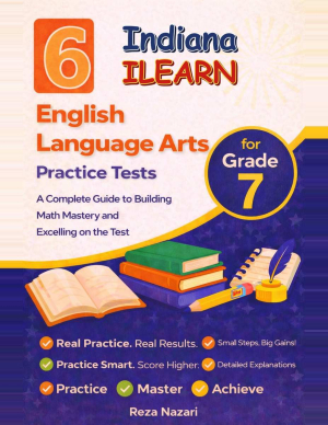 6 Indiana ILEARN Grade 7 English Language Arts (ELA) Practice Tests cover