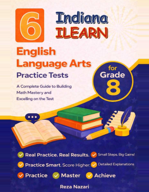 6 Indiana ILEARN Grade 8 English Language Arts (ELA) Practice Tests cover