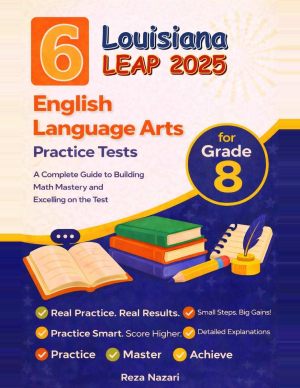 6 Louisiana LEAP Grade 8 English Language Arts (ELA) Practice Tests cover