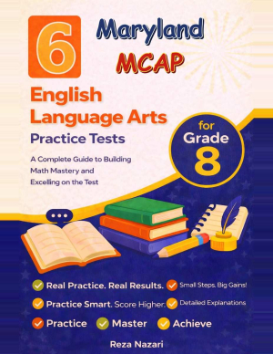 6 Maryland MCAP Grade 8 English Language Arts (ELA) Practice Tests cover