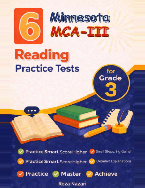 6 Minnesota MCA-III Reading Grade 3: Full Practice Tests cover
